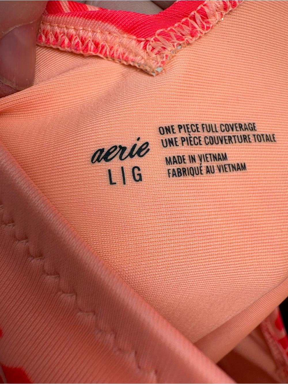 aerie One-Piece Swimsuit in Coral and Red Leaf Print - Picture 4 of 4